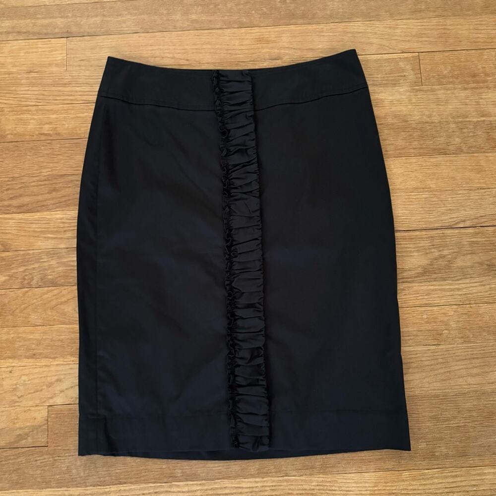 Talbots black button front knee length pencil skirt size 6 b32